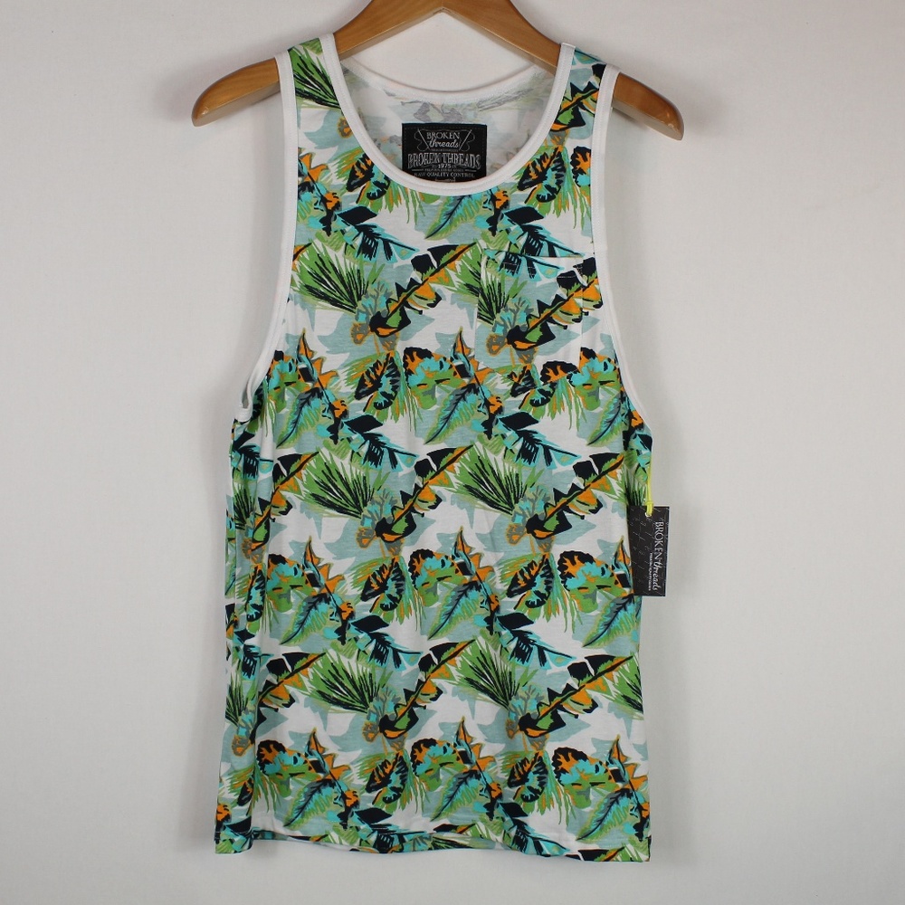 Broken Threads | Tropical leaf print tank M NWT